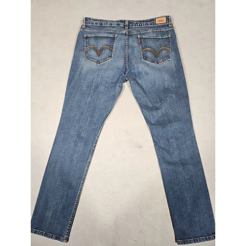 Levi's 524 Jeans Womens 15M Too Superlow Medium Wash Stretch Denim Low Rise - Picture 6 of 9